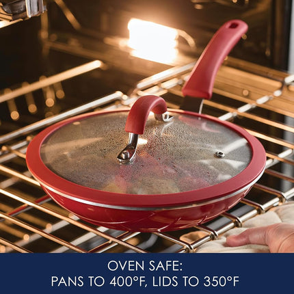 Rachael Ray Cook + Create Nonstick Cookware/Pots and Pan Set, 10 Piece, Red