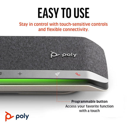 Poly Sync 40 Smart Speakerphone - Flexible Workspaces - Connect to PC/Mac via USB-A or USB-C and Smartphones via Bluetooth - Works with Teams, Zoom