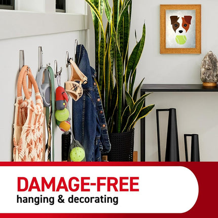 Command Large Wall Hooks, Damage-Free Hanging with Adhesive Strips, No Tools Double Hooks for Decorations in Living Spaces, 2 Satin Brass Plastic Hooks and 2 Command Strips