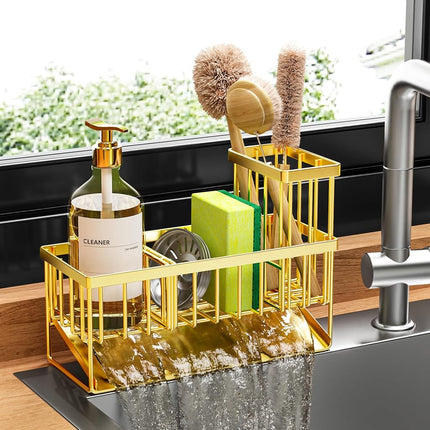 Cisily Gold Kitchen Sink Caddy Organzier with High