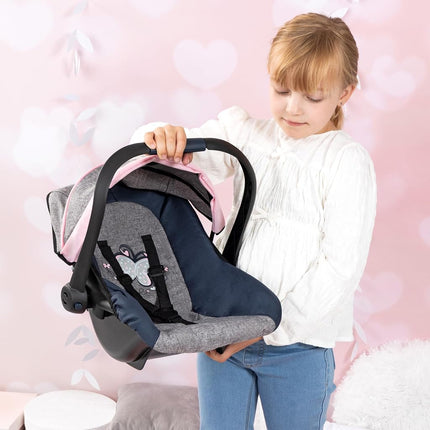 Bayer Design Doll car seat, with sun canopy, adjustable handle, harness