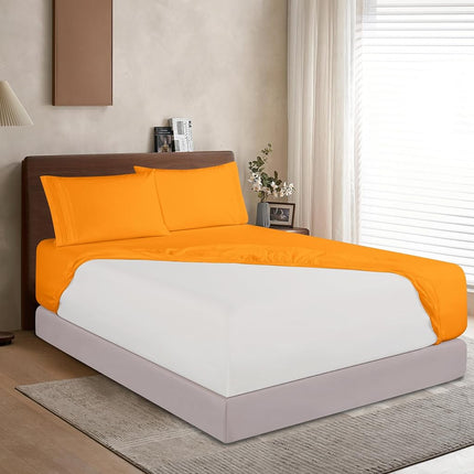 Elegant Comfort 1500 Premium Hotel Quality 18-24 Inches Deep - Extra Deep Pocket Single Fitted Sheet for High Mattress, Luxury and Softest, Smart Pocket - Wrinkle Free, California King, Orange