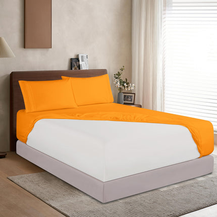 Elegant Comfort 1500 Premium Hotel Quality 18-24 Inches Deep - Extra Deep Pocket Single Fitted Sheet for High Mattress, Luxury and Softest, Smart Pocket - Wrinkle Free, California King, Orange
