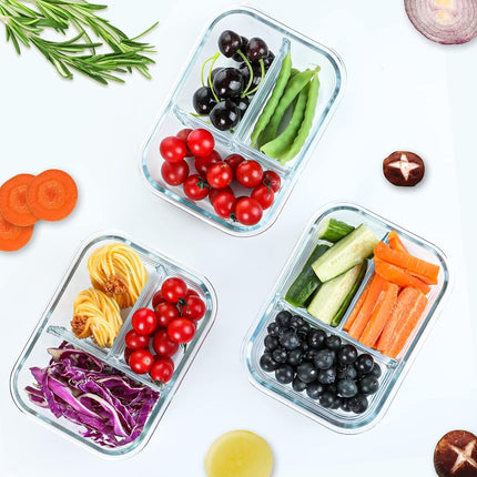 Glass Food Storage Containers Airtight Lid Clips, Baking, Storing and Freezing Food | Microwave, Freezer | BPA Free, 1050 ml, Pack of 5, Glass