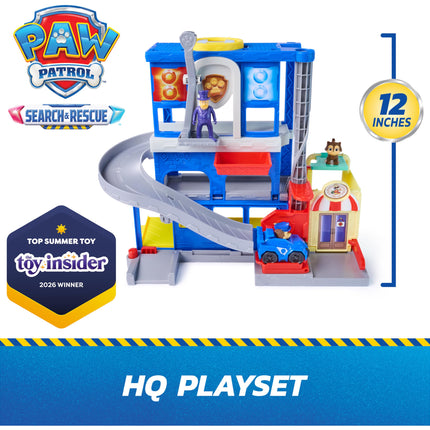 Paw Patrol: Brigade canine, Coffret QG Mission détective avec véhicule de course Brigade canine Chase, figurine articulée Hellinger et figurine chat, jouets pour garçons et filles à partir de 3 ans