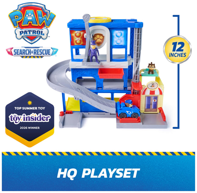 Paw Patrol: Brigade canine, Coffret QG Mission détective avec véhicule de course Brigade canine Chase, figurine articulée Hellinger et figurine chat, jouets pour garçons et filles à partir de 3 ans