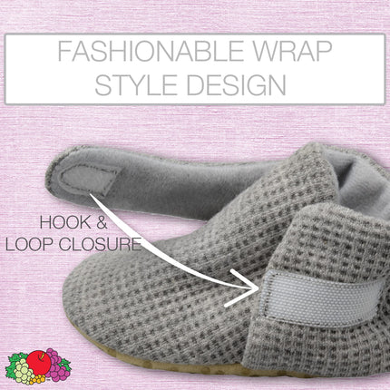 Botines térmicos cómodos Fruit of the Loom con suela antideslizante para bebés, niñas, niños, unisex, diseño de gofre gris, de 18 a 24 meses
