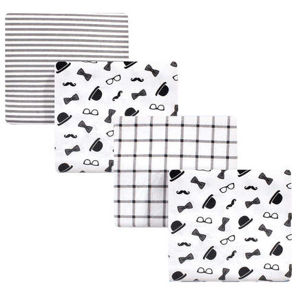 Little Treasure Unisex Baby Cotton Flannel Receiving Blankets, Handsome Fella 4-Pack, One Size