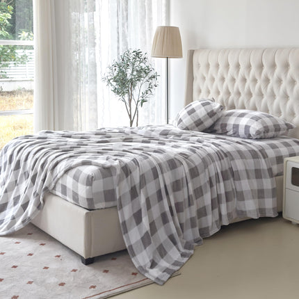 Juego de sábanas de franela de terciopelo de lujo de 4 piezas Elegant Comfort - Calidad premium - Cáligadas, antiestáticas, antipilling, de forro polar de franela de terciopelo afelpado con bolsillo profundo - Individual, gris búfalo