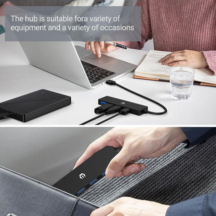 USB Hub by Tymyp Ultra Slim 4-Port USB 3.0 Splitter for Mac Pro/Air, Dell, HP, Surface Pro, Notebook PC, Tesla Model 3