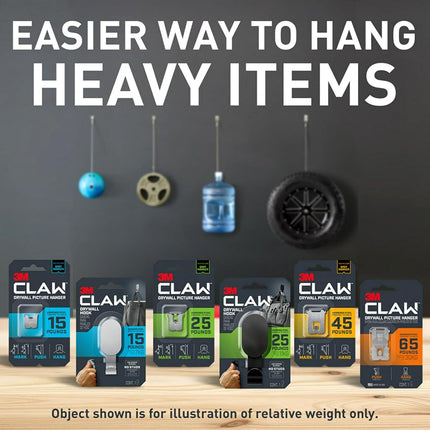 3M Claw Drywall Picture Hangers: 15, 25, 45 lb. Variety Pack with Spot Markers / 10 Hangers (Silver)