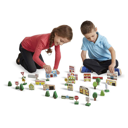 Melissa & Doug Wooden Town Play Set (Frustration-Free Packaging)