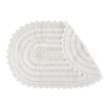 DII Crochet Collection Reversible Bath Mat, Large Oval, 21x34, White