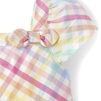 Gymboree Vestidos de fiesta elegantes de manga corta para niñas y niñas pequeñas, cuadros de salsa, 12