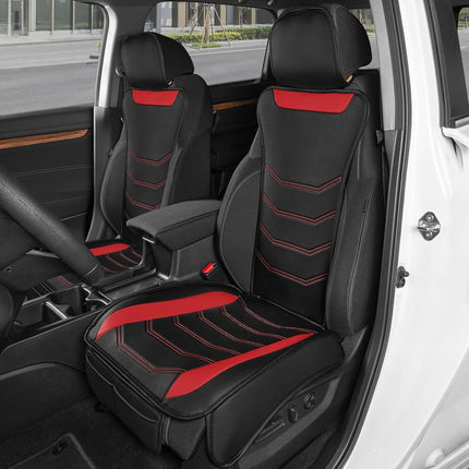 Motor Trend LuxeFit Red Seat Covers for Cars Trucks Van SUV (2 Pack), Premium Faux Leather Car Seat Covers, Easy to Install Automotive Seat Covers with Storage Pockets, Fits Most Vehicles