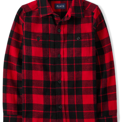 The Children's Place Boys' Long Sleeve Plaid Flann