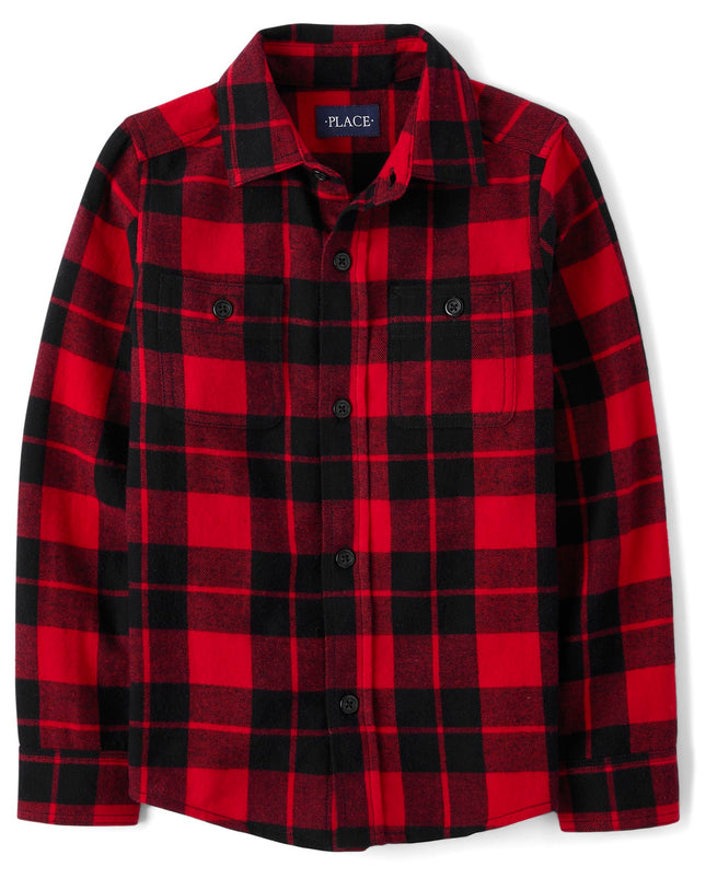 The Children's Place Boys' Long Sleeve Plaid Flann