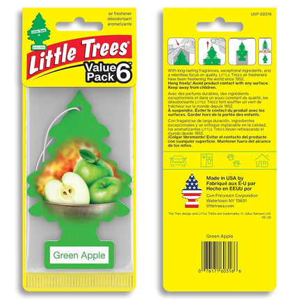 Little Trees Car Air Freshener I Hanging Tree Provides Long Lasting Scent for Auto or Home I Green Apple, 6-Packs (4 Count)