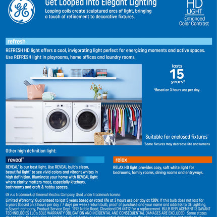 GE Refresh HD Daylight 60W ST19 Bulbs Loop Filament (2 Pack)