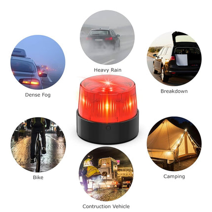 LE Sircut LE228 (Mini) — Red LED USB Rechargeable Strobe Beacon | Selectable Rotation & Flash Modes | Strong Magnetic Base for Car • Truck • Emergency • Construction | Energy Class A++