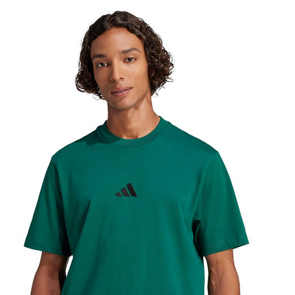 adidas Men's Essentials Small Logo Single Jersey T-Shirt, Collegiate Green/Black, XX-S