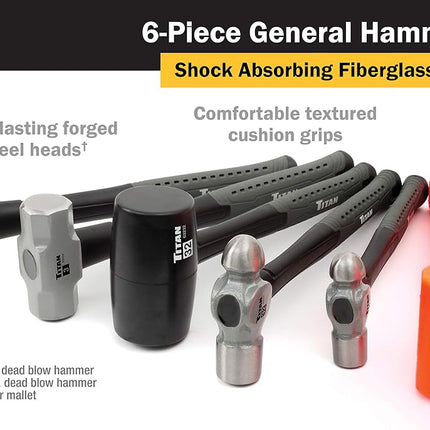 Titan 63136 6-Piece General Use Hammer Set