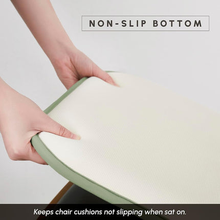 Elegant Comfort 4 Pack Chair Cushion Covers - Skid-Proof Rubber Backing - 16 x 16 Inch - Thick Dining Square Shape Seat Covers - Comfortable Textured Chair Pads with Ties - Thatch Pattern, Sage