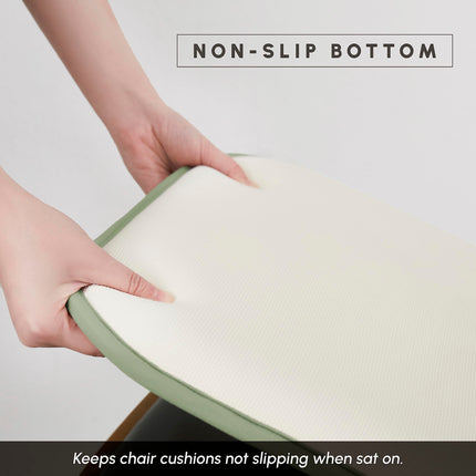 Elegant Comfort 2 Pack Chair Cushion Covers - Skid-Proof Rubber Backing - 16 x 16 Inch - Thick Dining Square Shape Seat Covers - Comfortable Textured Chair Pads with Ties - Thatch Pattern, Sage