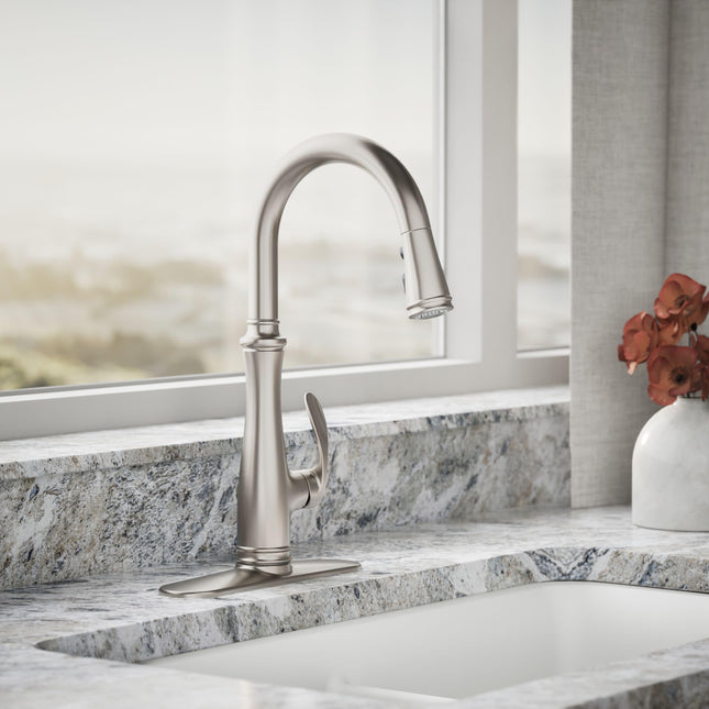 Kohler K-560-VS Bellera Pull-Down Kitchen Faucet, Vibrant Stainless Steel