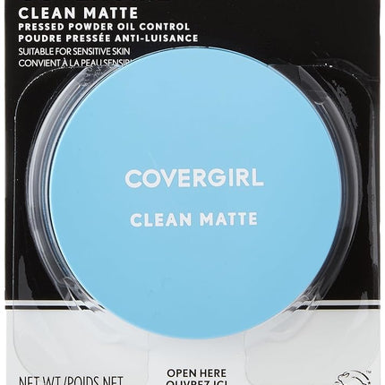 COVERGIRL Clean Matte Pressed Powder, 1 Container (0.35 Oz), Classic Ivory Warm Tone, Oil Control Face Powder, Fragrance Free (Packaging May Vary)