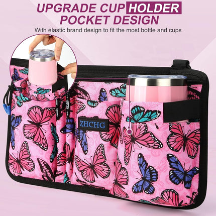 Wheelchair Side Bag, Wheel Chair Armrest Pouch Accessories with Cup Holder
