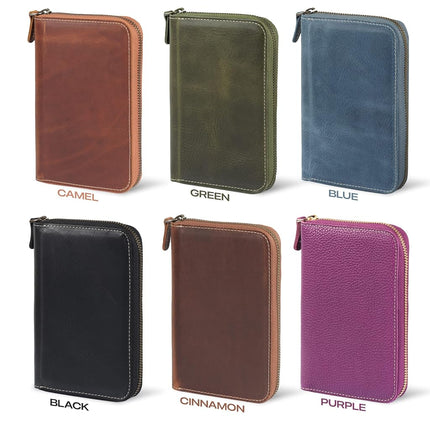 Londo Genuine Leather Padfolio with Pencil Holder Notepad and Zipper Closure - Blue