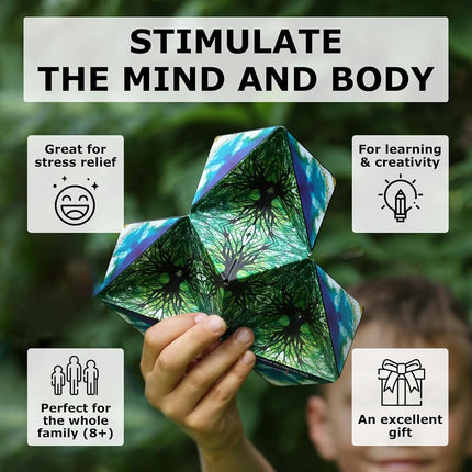 SHASHIBO Shape Shifting Box - Award-Winning, Patented Fidget Cube w/ 36 Rare Earth Magnets - Transforms Into Over 100 Shapes, Download Fun in Motion Toys Mobile App (Original Series - Black & White)