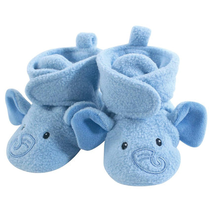 Hudson Baby Unisexe-Enfant Chaussons en polaire douce, Éléphant bleu, 0-6 Mois