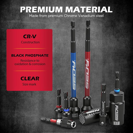 SEDY 41-Piece Metric & SAE 1/4" Magnetic Nut Driver Bit Set, CR-V Steel, 48mm & 150mm, Universal Socket, Ratchet Wrench, Quick-Change Bit Holder for Mechanics, Electricians, DIY