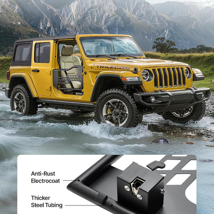 Puertas tubulares VEVOR para Jeep, 2 puertas, estilo caza, con bisagras de alta resistencia y pestillo OE, puertas de Jeep con almohadillas de goma y tubo de acero templado, aptas para Jeep Wrangler JK 2007-2018
