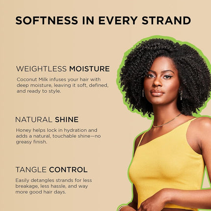 African Pride Moisture Miracle Coconut Milk & Honey Leave-In Conditioner - Refreshes & Softens Natural Coils & Curls, Hydrates & Shines Hair, 8 oz