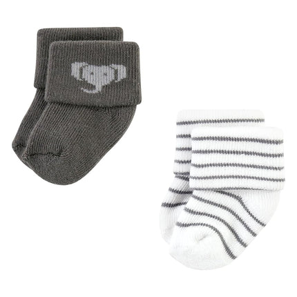 Hudson Baby Unisex Baby Cotton Rich Newborn and Terry Socks, Modern Elephant, 6-12 Months, Modern Elephant, 6-12 Months