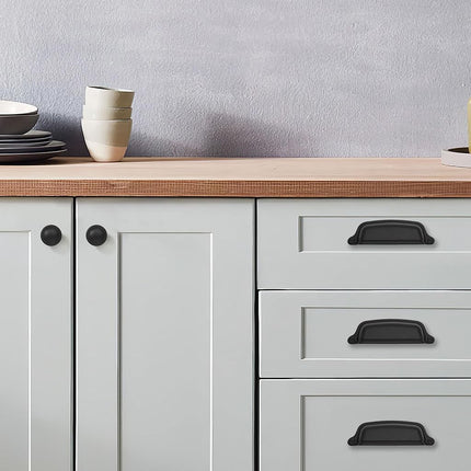khtumeware 20 Pack Drawer Pulls - 1-1/4 Inch Matte Black Cabinet Knobs - Solid Round Dresser Drawer Knobs - Simple Cabinet Hardware