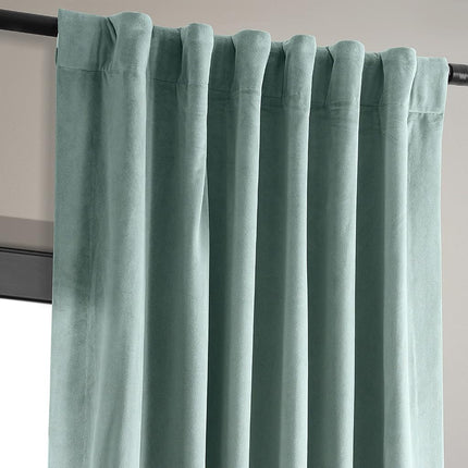 HPD Half Price Drapes Signature Velvet Thermal Blackout Curtains for Living Room 84 Inch Long (1 Panel) Rod Pocket Insulated Blackout Curtains for Bedroom Window Curtains, 50W x 84L, Skylark Blue