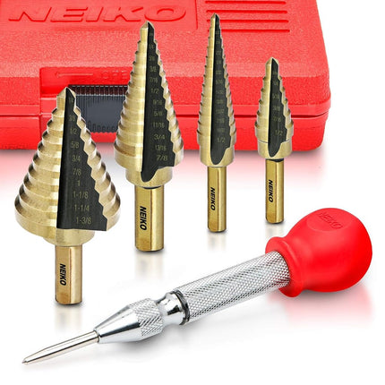 NEIKO 10169A Step Drill Bit Set and Automatic Cent