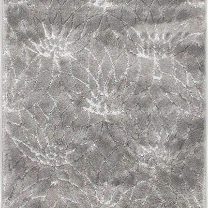 Unique Loom Marilyn Monroe Glam Collection Textured Lotus Floral Gray Silver Runner Rug (2' x 10')