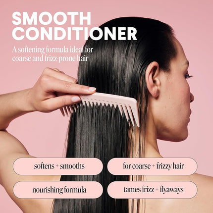 MONDAY HAIRCARE Smooth Conditioner, for Frizzy, Coarse, and Curly Hair, Made from Coconut Oil, Shea Butter, & Vitamin E, 100% Recyclable Bottles, Pink