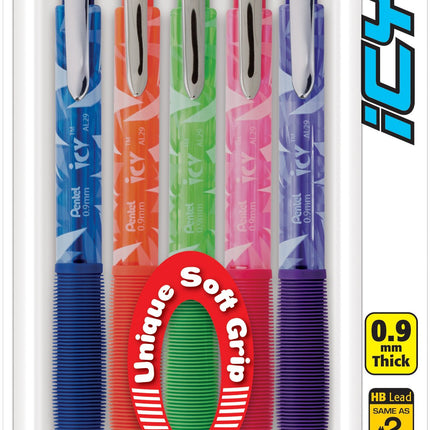 Pentel .9mm 5/Pkg-Icy Mechanicl Pencil Mechanical 