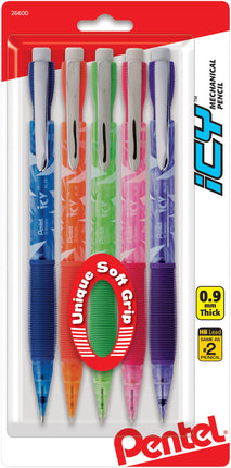 Pentel .9mm 5/Pkg-Icy Mechanicl Pencil Mechanical 