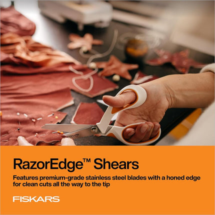 Fiskars RazorEdge Fabric Scissors - 8" Heavy Duty Fabric Shears with SoftGrip Ergonomic Handle, Premier Grade Stainless Steel Blades