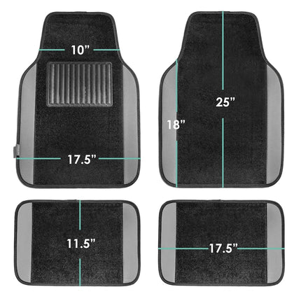 FH Group F14407GRAY Universal Fit Premium Carpet Gray Automotive Floor Mats fits most Cars, SUVs, and Trucks with Driver Heel Pad, Full Set