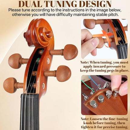 Kmise Violin Set 3/4 Full Set Jujube Wood Violin Durable Glossy for Adults Beginners Students with Violin Case Rosin Strings Bow Shoulder Pad Beginner's Guide (Jujube, 3/4)