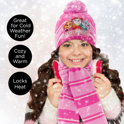 Nickelodeon girls Toddler Winter Hat, Scarf & Mittens Set 2-4 Or Paw Patrol Marshall Hat, Scarves & Kids Gloves Sets 4-7, Pink - Gloves Set, Ages 4-7