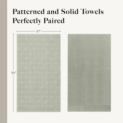 Modern Threads 6 Piece Set, 2 Bath Towels, 2 Hand Towels, 2 Washcloths Yarn Dyed Diamond Gate Jacquard Towel Set Green
